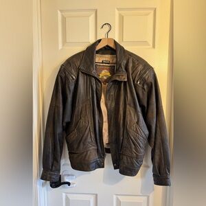 Vintage Adventure Bound Leather Bomber Jacket Mens M Thinsulate Warm Coat 90s